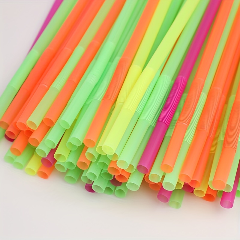 100-1000PCS Flexible Plastic Straws BPA-Free Disposable Drinking Straws US