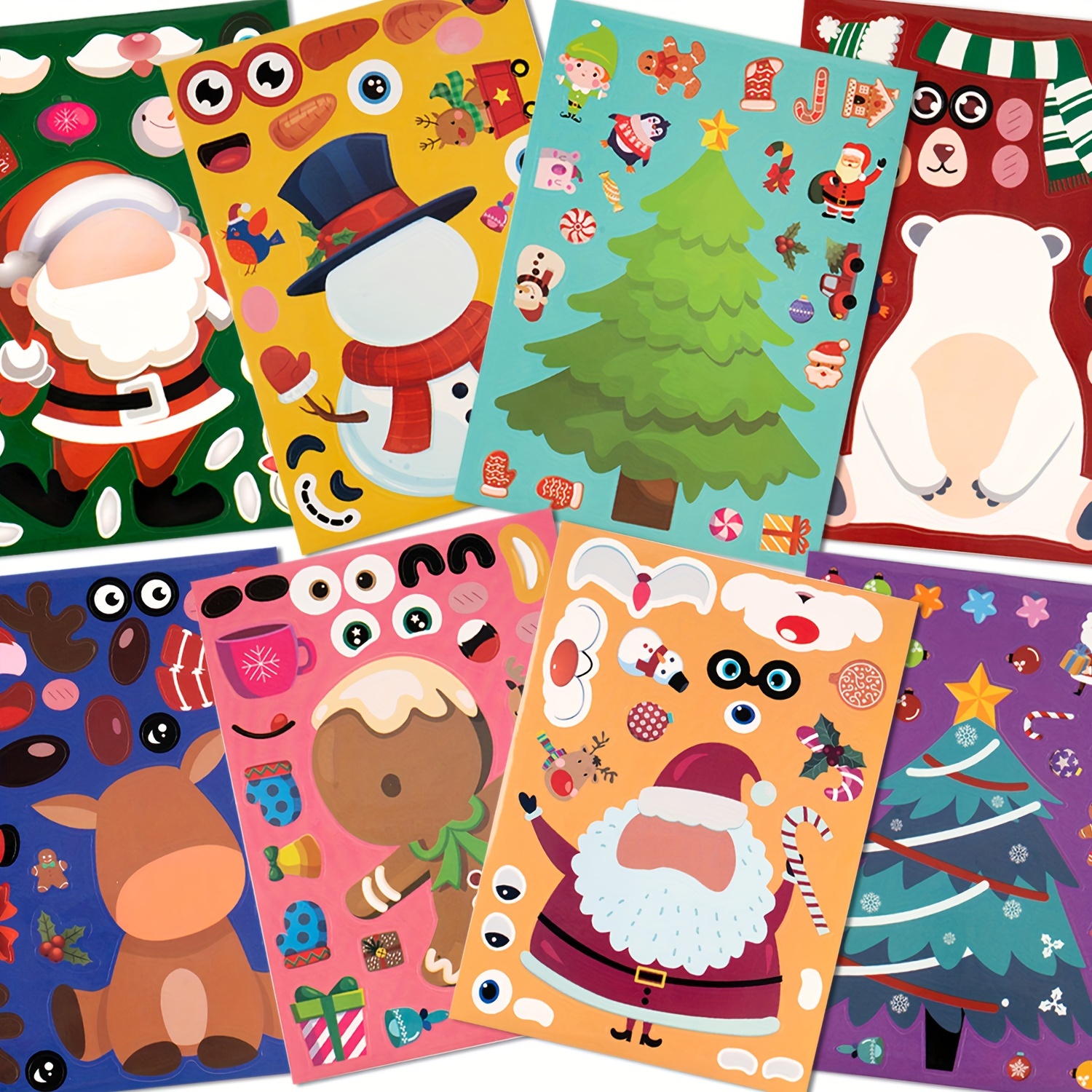 8 Styles Christmas Stickers Handicrafts Homemade Christmas - Temu