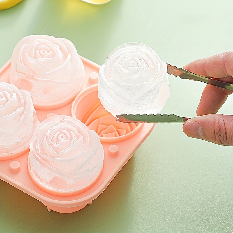 Silicone 4 hole Rose Flower Ice Tray Mold Ice Ball Ice Cube - Temu