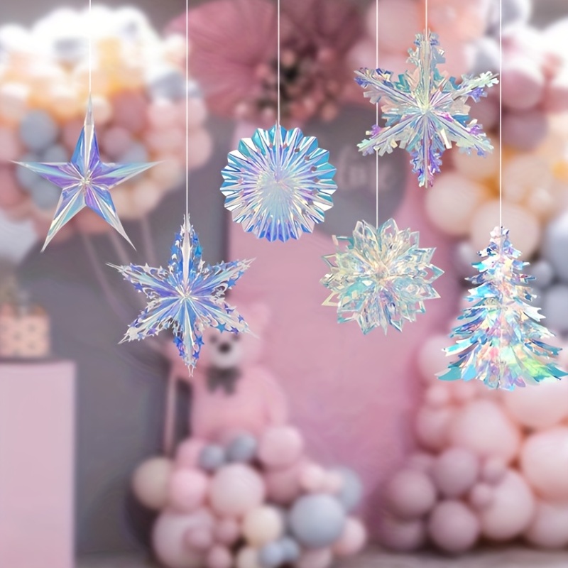 6PCS Christmas Iridescent Honeycomb Ball Hanging Ornaments DIY