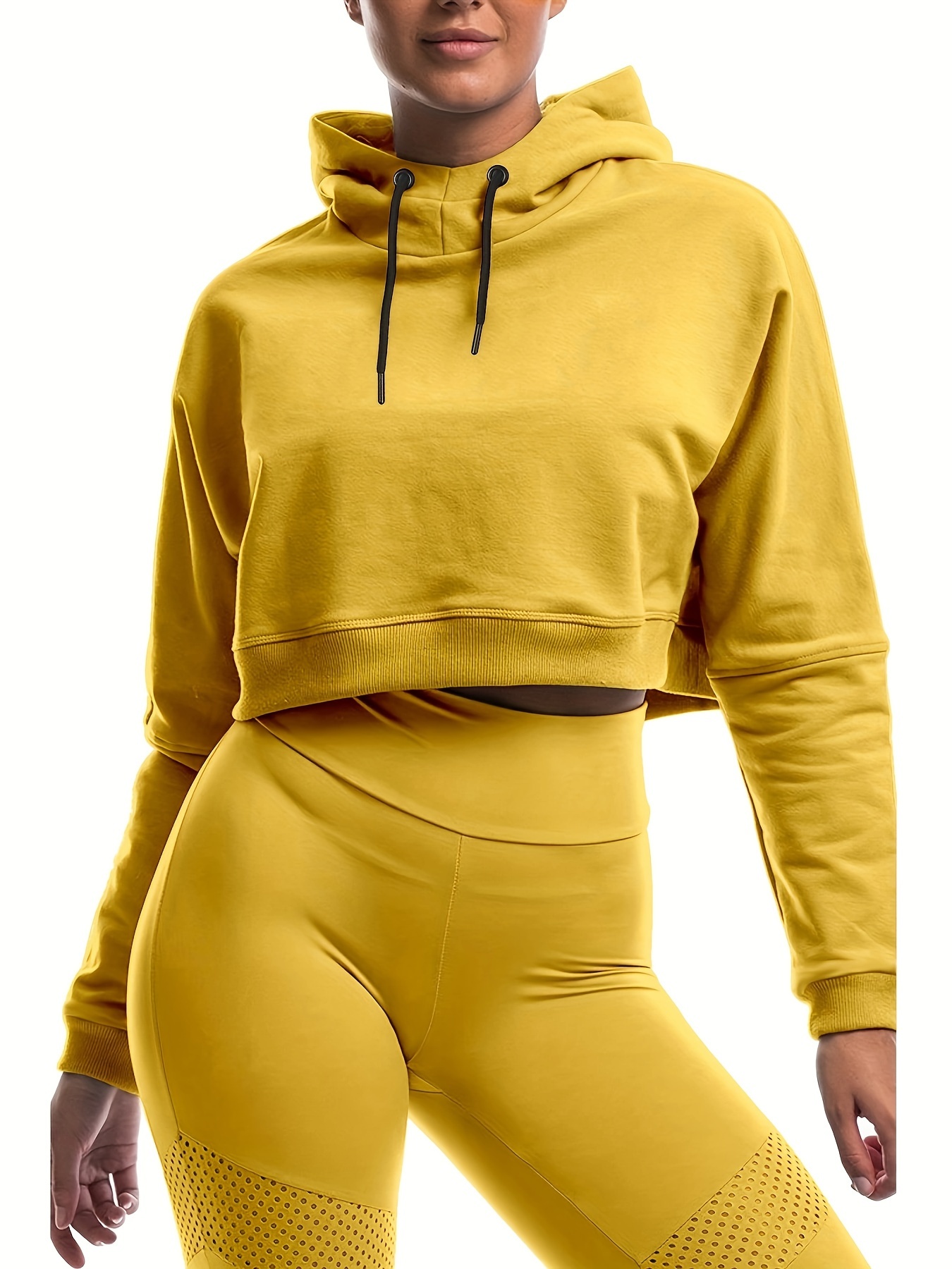 Womens Casual Drawstring Cropped Hoodie Cute Pullover Workout Crop Tops  Trendy Long Sleeve Sweatshirts for Teen Girls