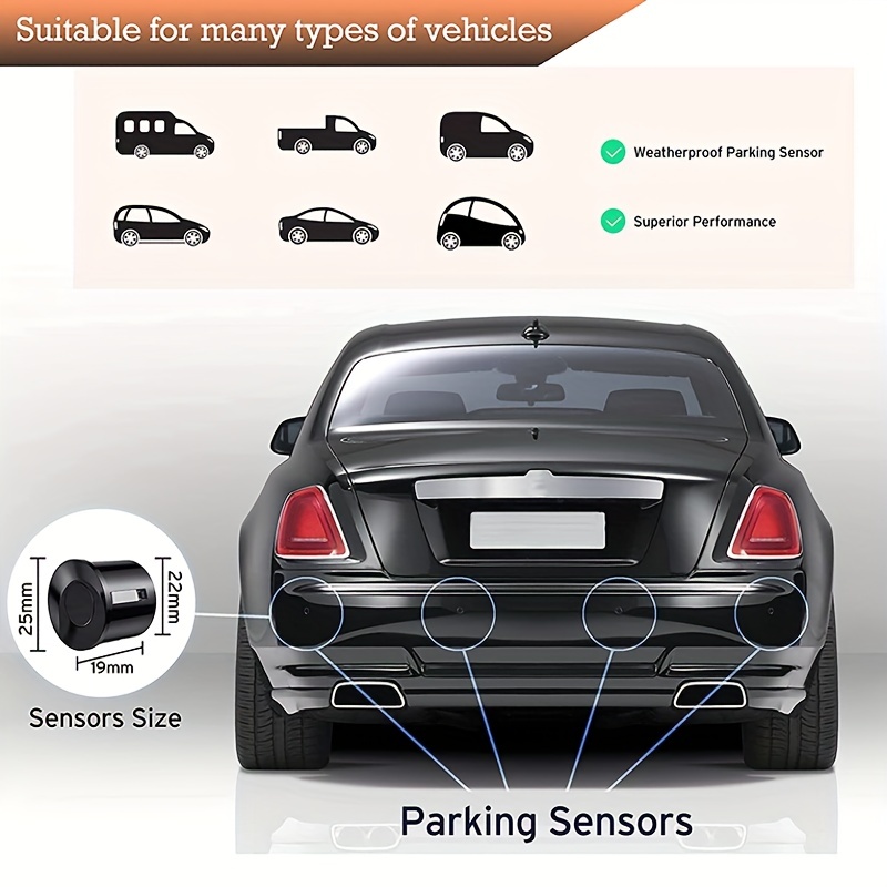Sensor de aparcamiento para coche Parktronic con 4 sensores de respaldo  inverso de aparcamiento radar Monitores detector sistema de  retroiluminación 
