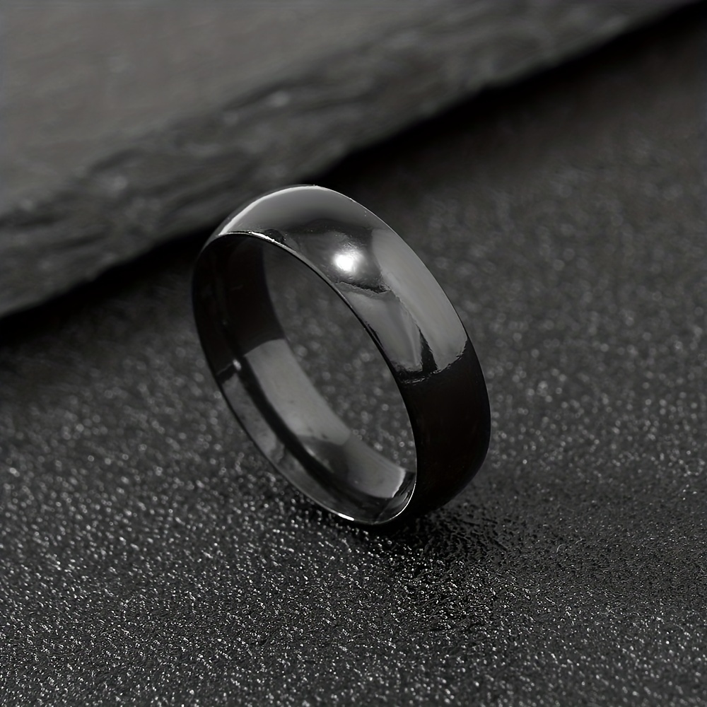 Simple Black Stainless Steel Rings Inner Ball And Outer Flat - Temu