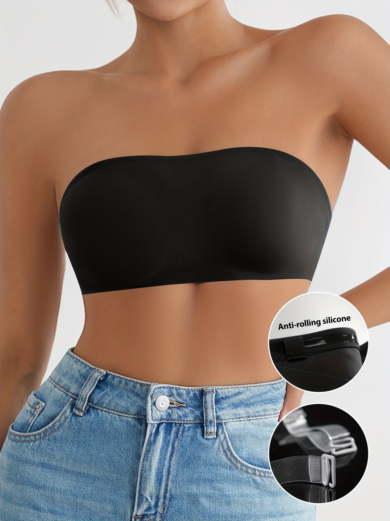 Women's Bandeau Bra Strapless Bralette Tube Top Seamless Wireless  Comfortable Stretchy Non Padded Bras Tops