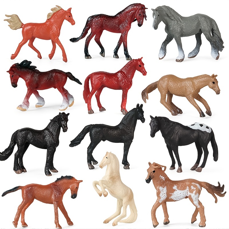 UANDME 8 figuras realistas de potro y caballo, juguetes de poni de plástico  para niñas y niños, decoración de pastel de club de caballos y decoración