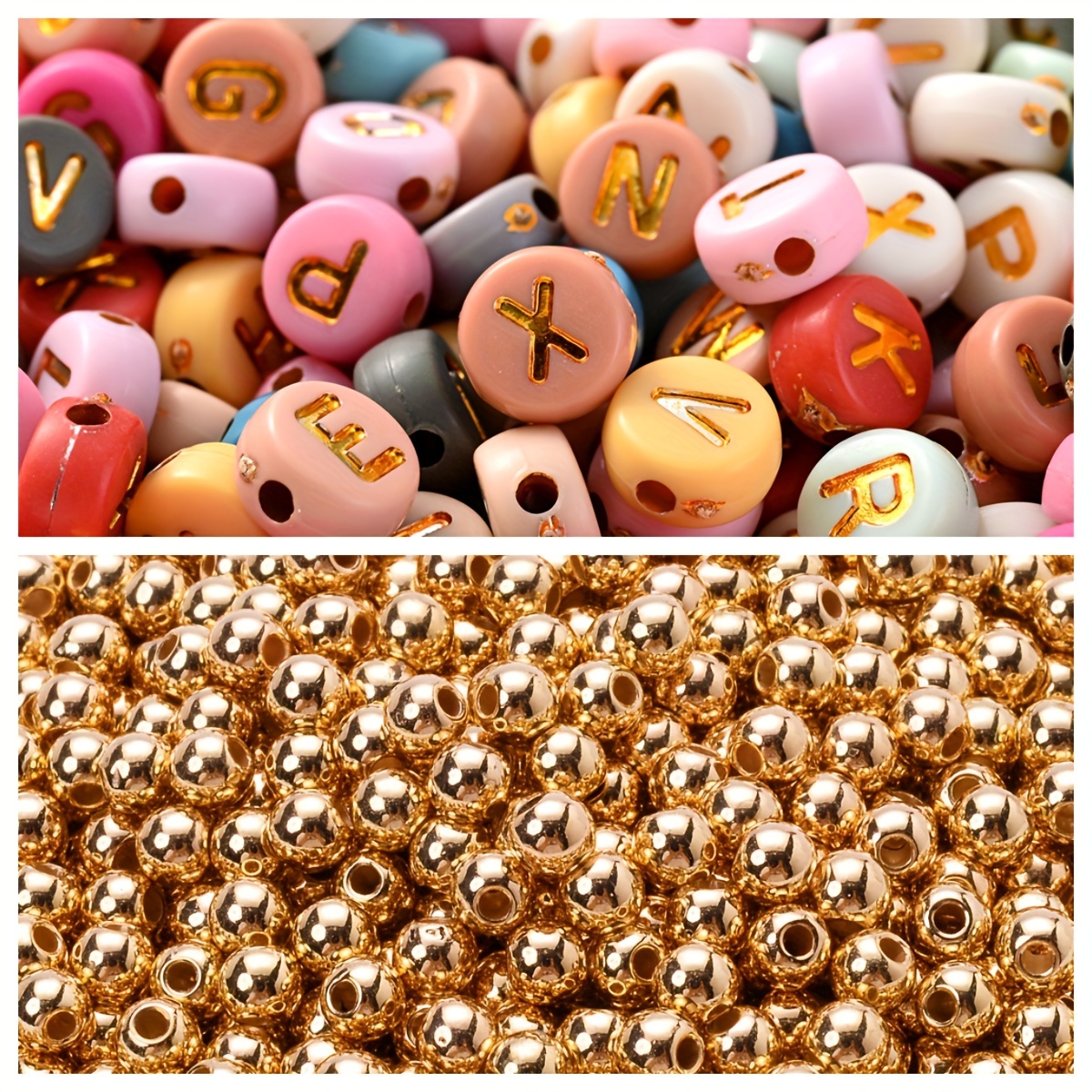 Golden Color Flat Round Ccb Beads Diy Loose Plastic Beads - Temu