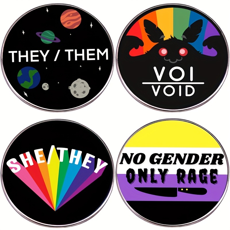 They Them Pronoun Rainbow Stickers for Gay Pride, LGBTQ Rainbow