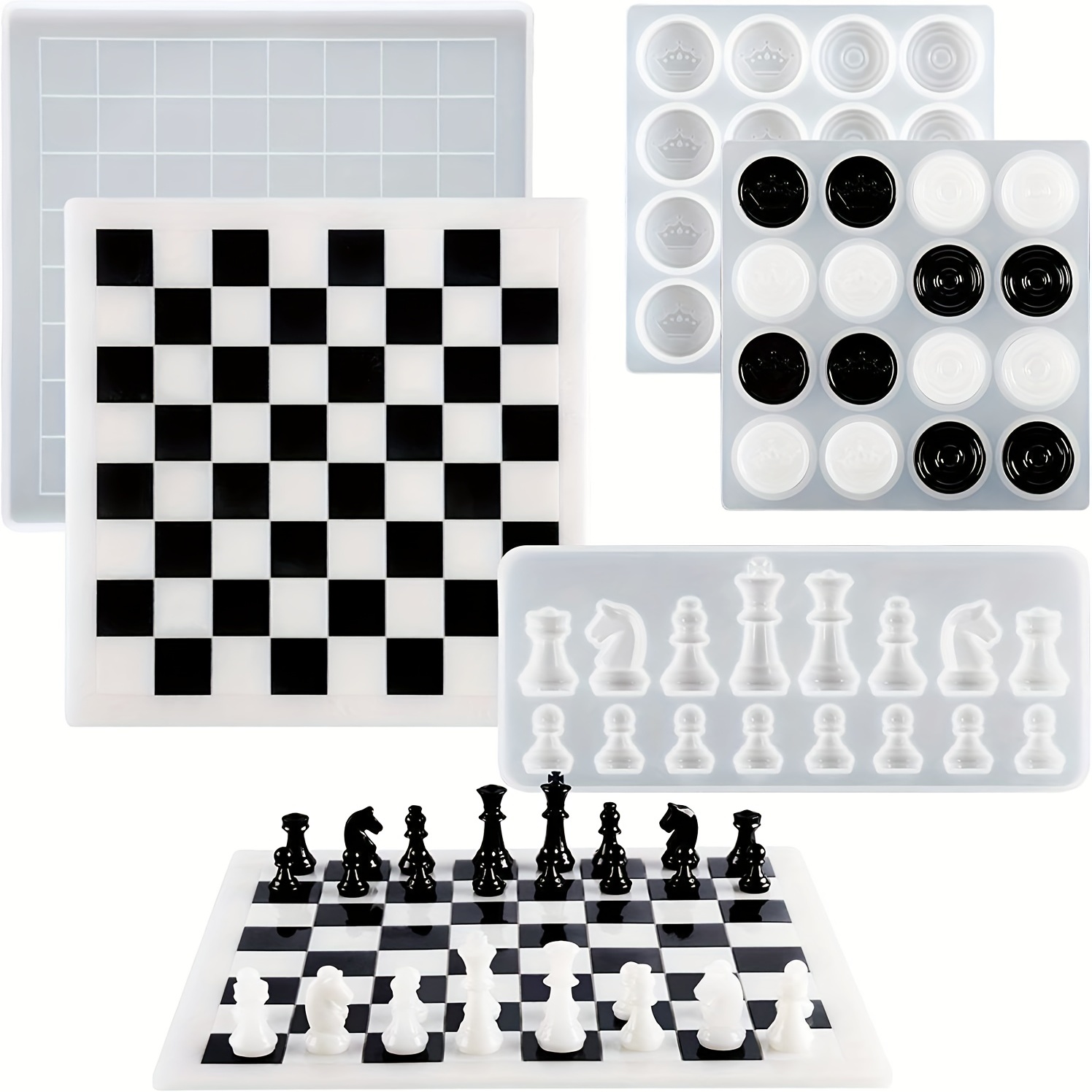 Épico tablero de ajedrez hecho con resina epoxi y un trozo de