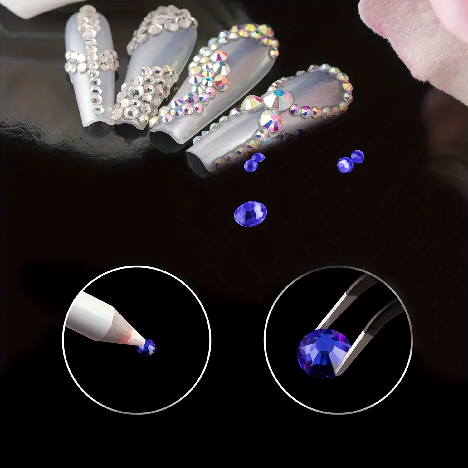 Flatback Crystal Nail Art Rhinestones,round Nail Art Gemstones For Diy  Making Accessories Shoes, Clothes,makeup,bags,nail Art Decoration+pickup  Pen And Tweezers - Temu Philippines