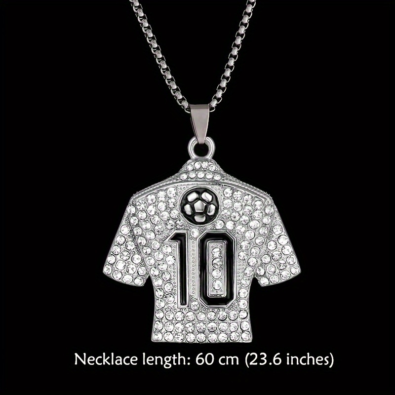 1pc fashion rhinestone pendant necklace football necklace hiphop style necklace number 10 football jersey necklace necklace for men and women halloween christmas gift details 4