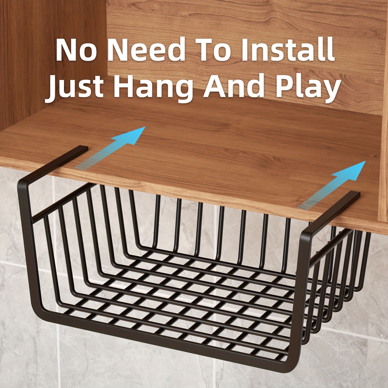 Hanging Basket Rack, Kitchen Storage Rack, No Need To Install, Storage  Basket Sliding Under Cabinet Storage Organizer - Temu