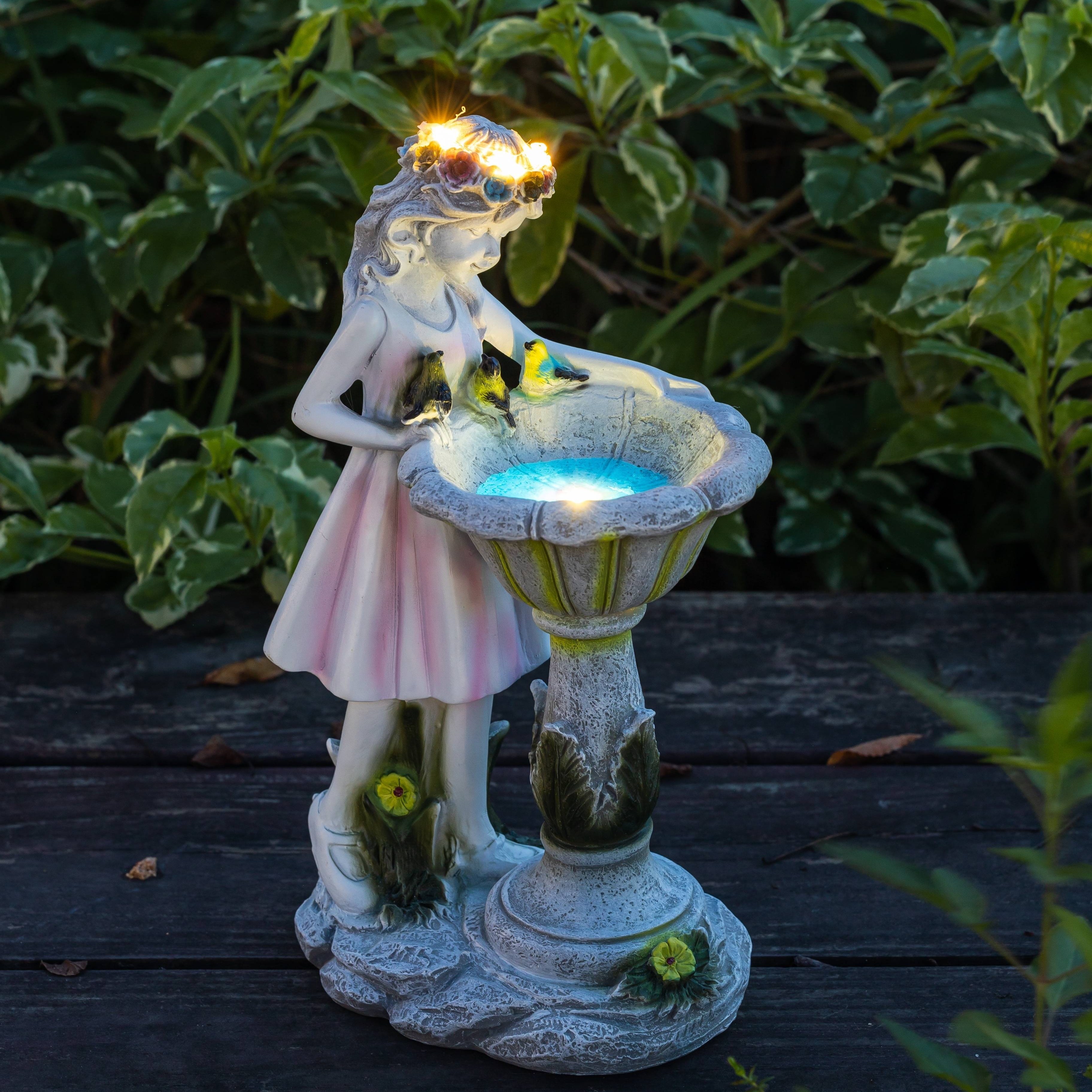 Statues de jardin féérique pour décoration d'extérieur, figurines d'ange  avec lampes solaires en résine étanche, décoration pour terrasse, pelouse