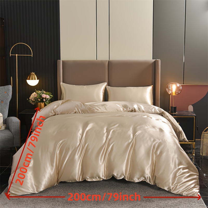 E-shop 3-teiliges Satin-Bettbezug-Set, inklusive einem Bettbezug zwei Kissenbezügen. Hergestellt aus 100 % , weich hautfreundlich mit angenehmem