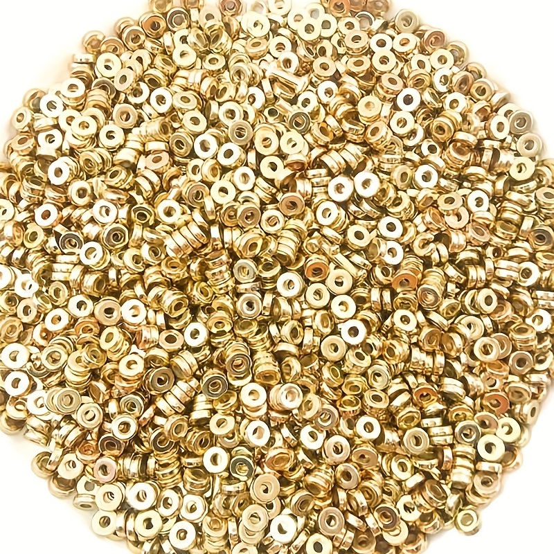 

600pcs 6mm Flat Round Disc Spacer Loose Beads, Smooth Metal Beads For Diy Bracelet Necklace Small Business Jewelry Making Craft Supplies