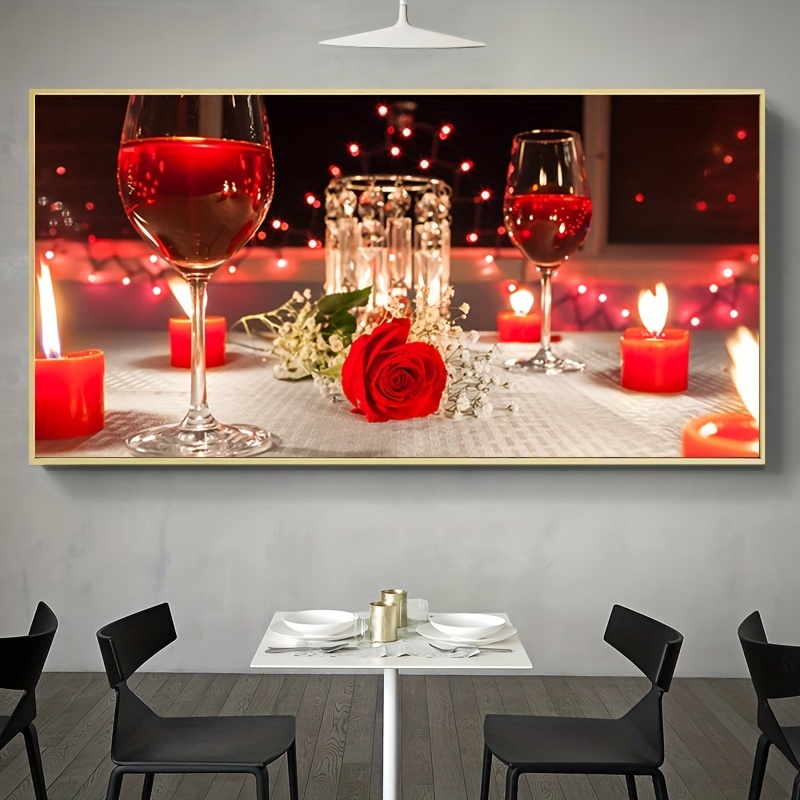 Arte de pared de comedor y cocina, arte moderno de pared, cuadros para  cocina y comedor, copas de vino, arte de pared en lienzo de rosas para