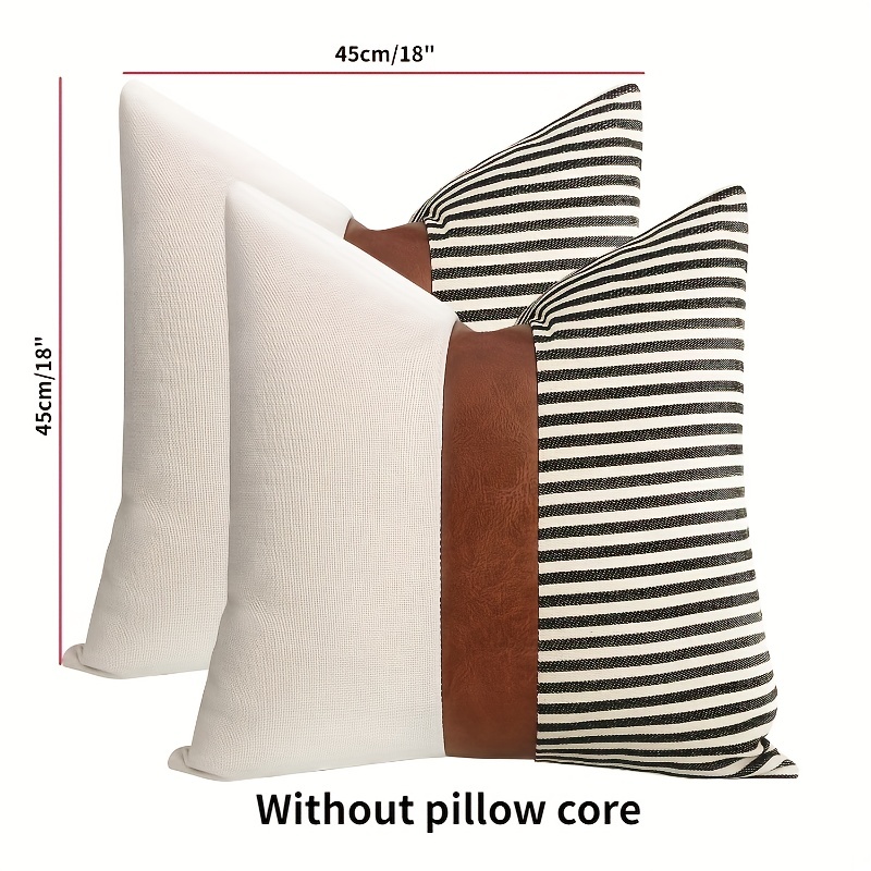 1pc Plain White Stripe Pattern Cushion Cover Without Filler