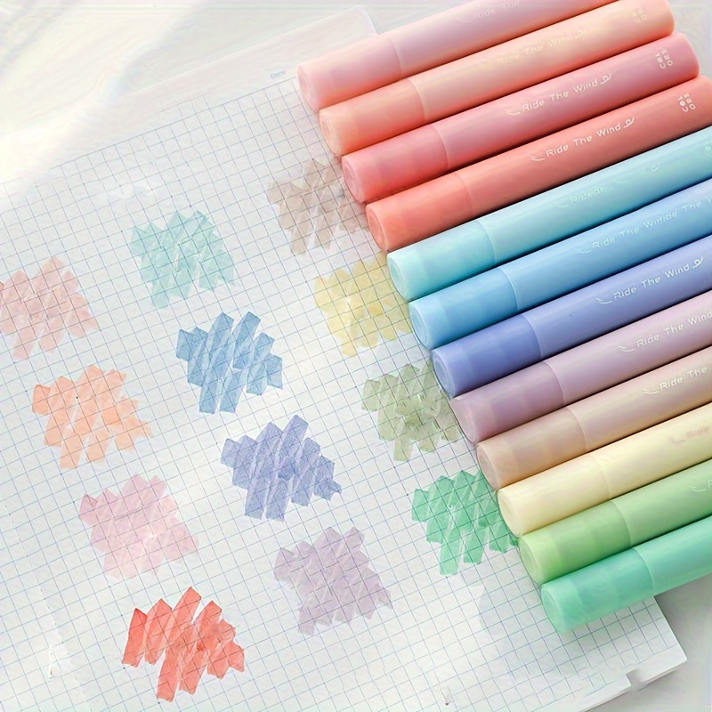 1PC Pastel Fine Glitter Highlighter Marker Kawaii Pastel Highlighter Pen  Pearlescent Scrapbook Painted Stationery Supplies