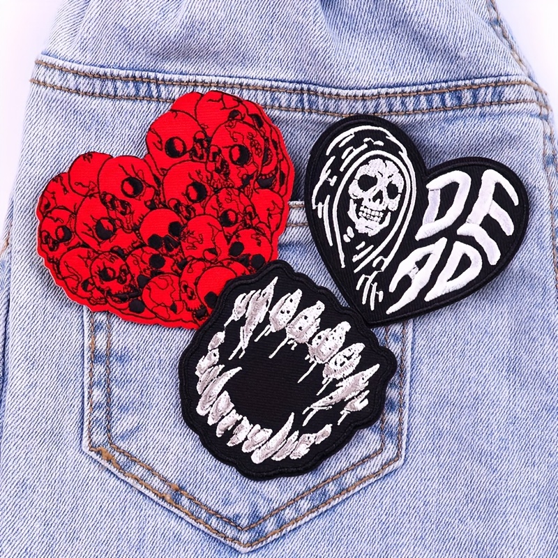 Rabbit and Skull Iron on Patches for Clothing,Applique Patches for Jackets,Jeans,Clothing,Hat,Jeans DIY Accessories,Goth Rock Punk Funny Applique