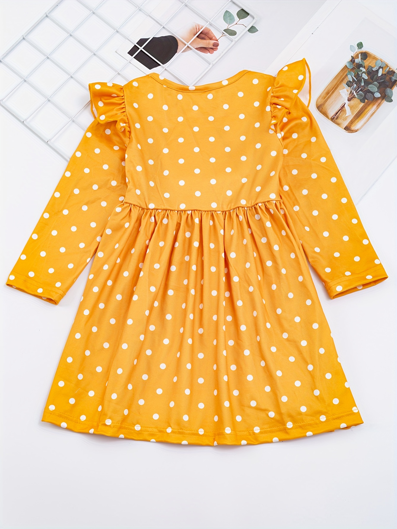 Kids yellow shop polka dot dress