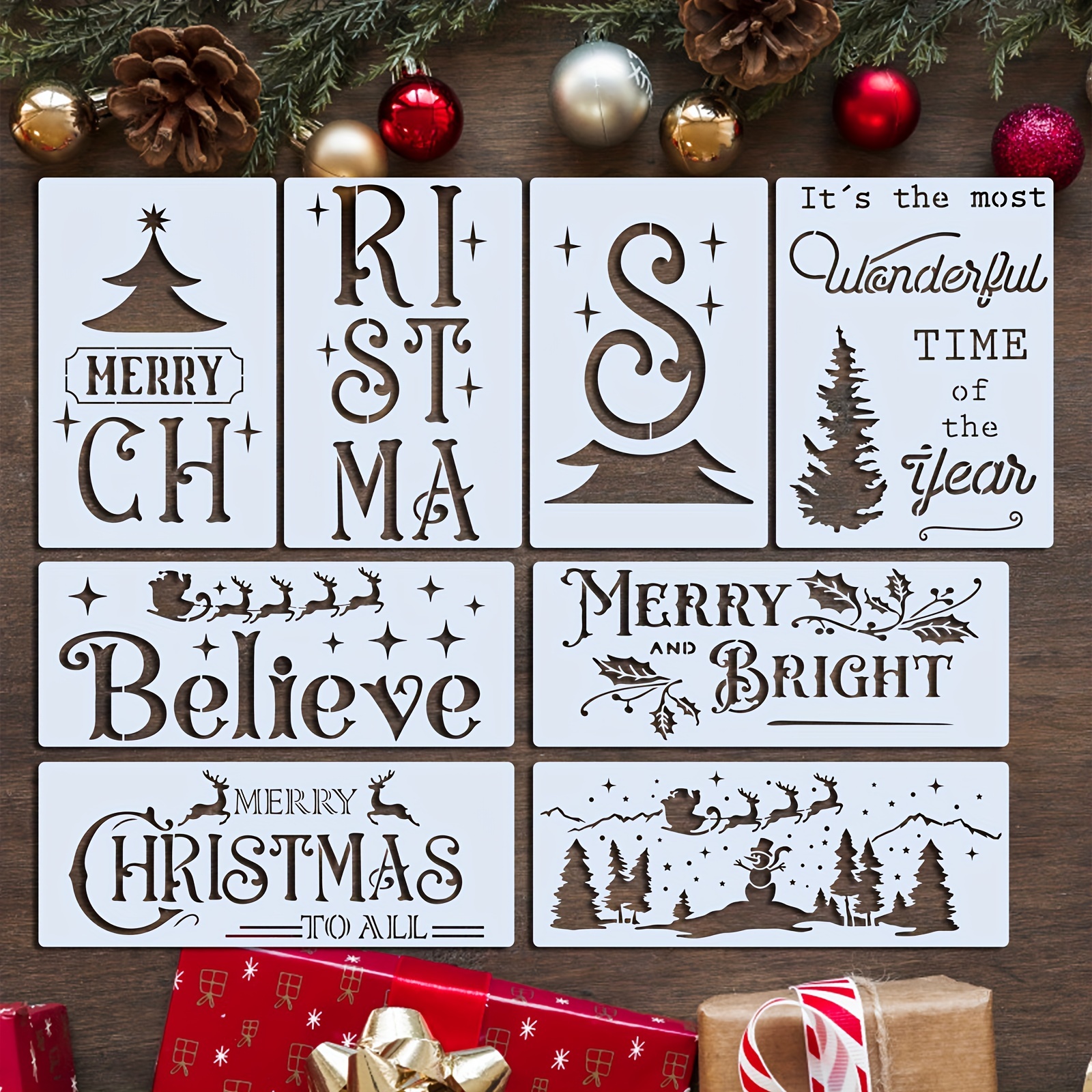  Large Christmas Stencils Xmas Stencil for Painting on
