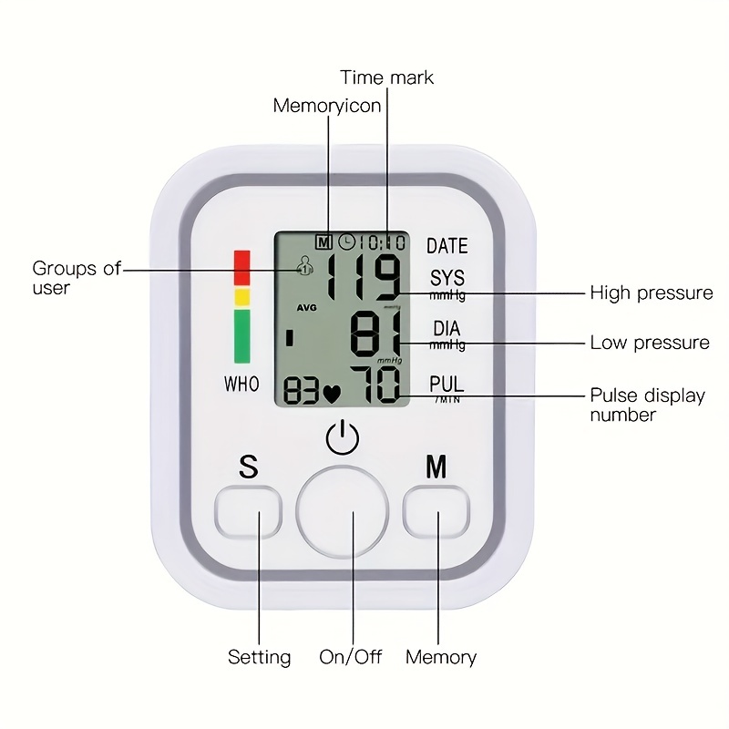  maguja - Monitores automáticos de presión arterial con brazo  digital, monitor de presión arterial para la parte superior del brazo, puño  de amplio rango, monitor LCD grande BP, sin función de