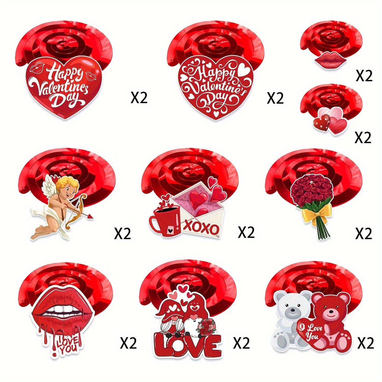 33Pz Grande Kit di Decorazioni per San-Valentino - Forma di Cuore Stelle  Filanti e Pendenti a Spirale, Love Ventaglio Pieghevole di Carta Forma di  Cuore, Red Valentines Balloons Valentines Decorations : 