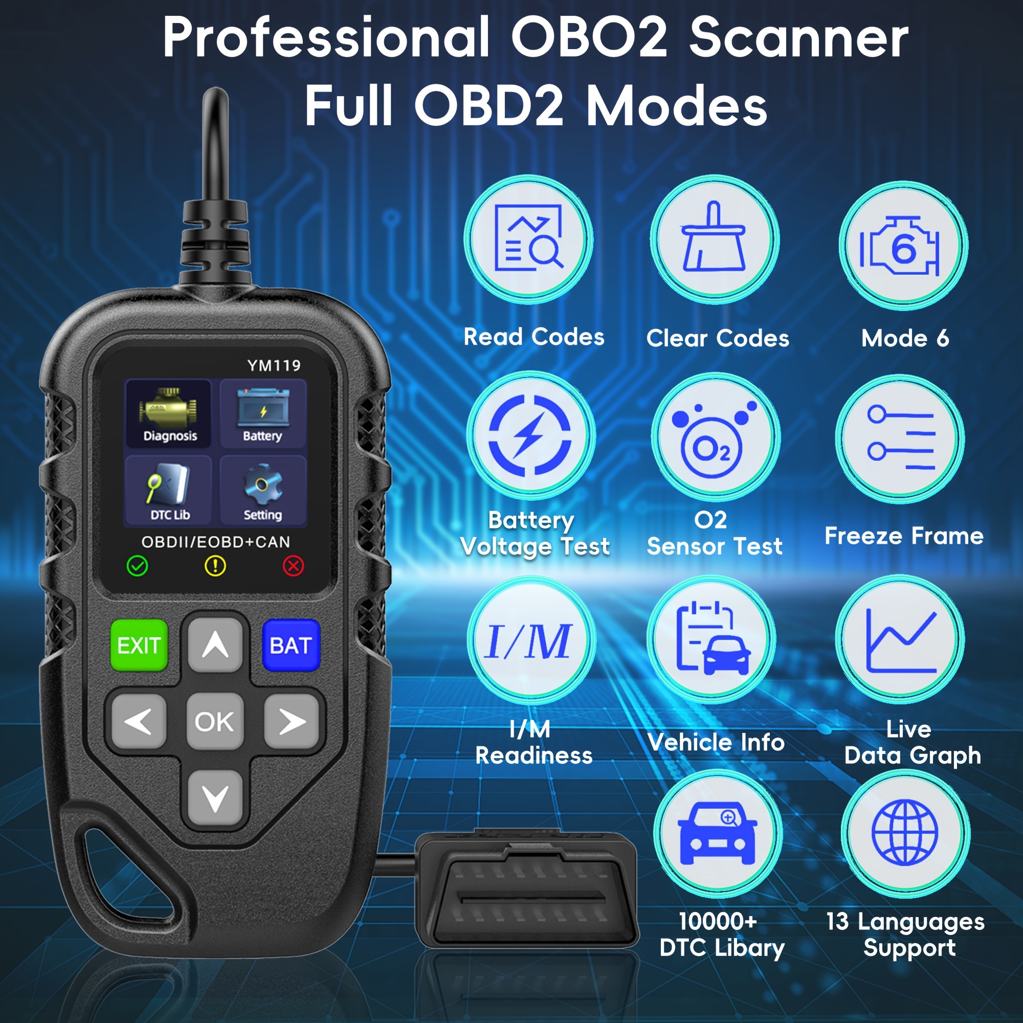 Manan Car Scanner OBD2 Bluetooth Code Reader Fault Engine Diagnostic Scan  Tool