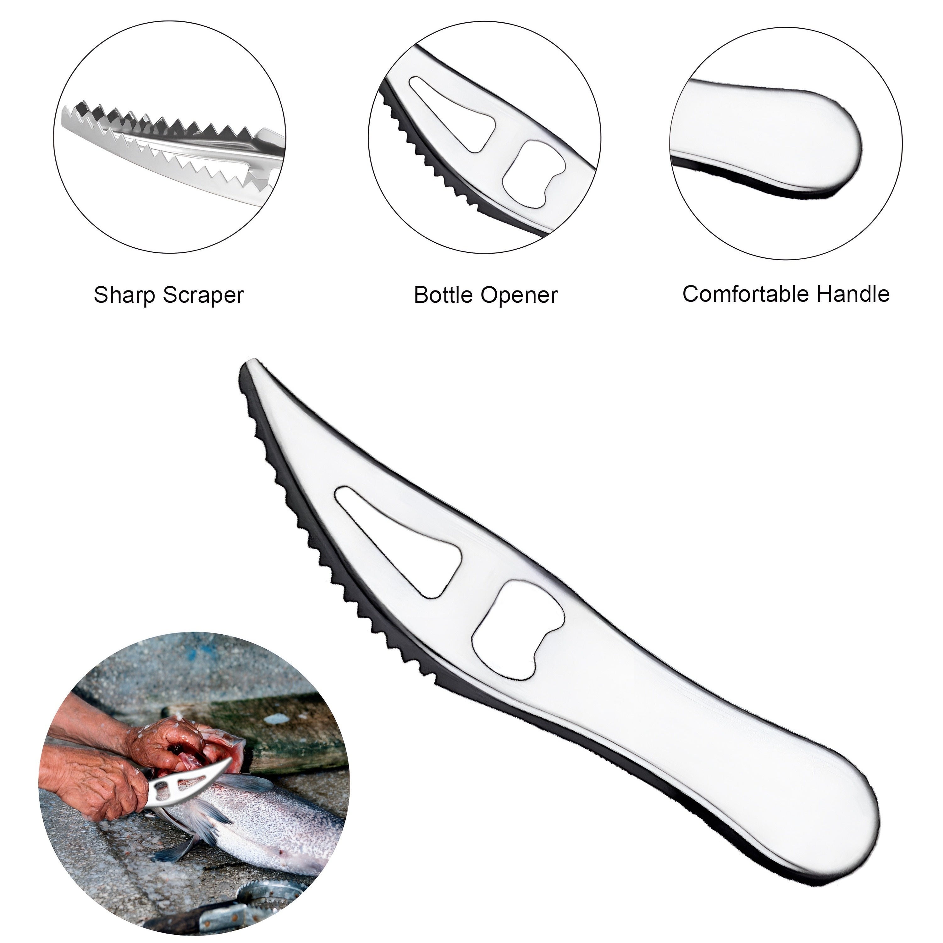 5 Inch Multifunctional Fish Scaler Knife with Bottle Opener