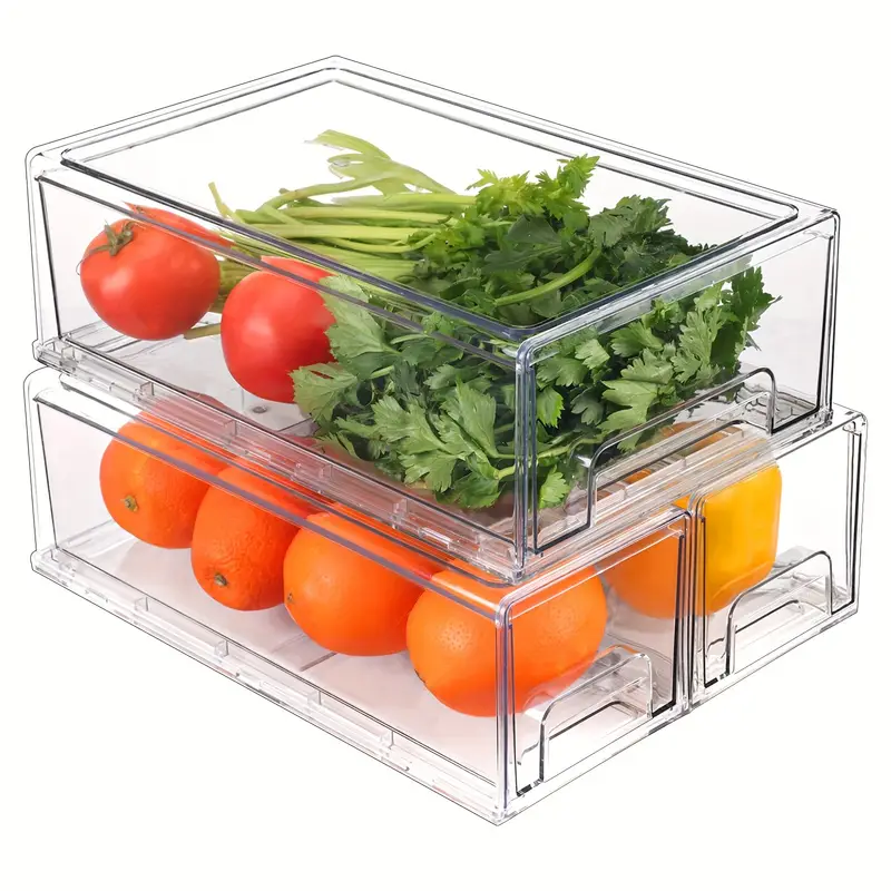 Fridge Drawers Stackable Pull-out Type Refrigerator Organizer Bins, Fridge  Organizer, Bpa-free Plastic Pantry Storage Bins For Fruits, Vegetable,  Food, Drinks, Kitchen Supplies - Temu