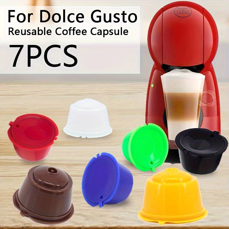 

7pcs Compatible With Dolce Gusto Multi-fun Cool Coffee Capsule Shell Reusable Coffee Capsule Filter Cup Self-filling Coffee Powder, Economy, Perfect For Coffee Bean Lovers