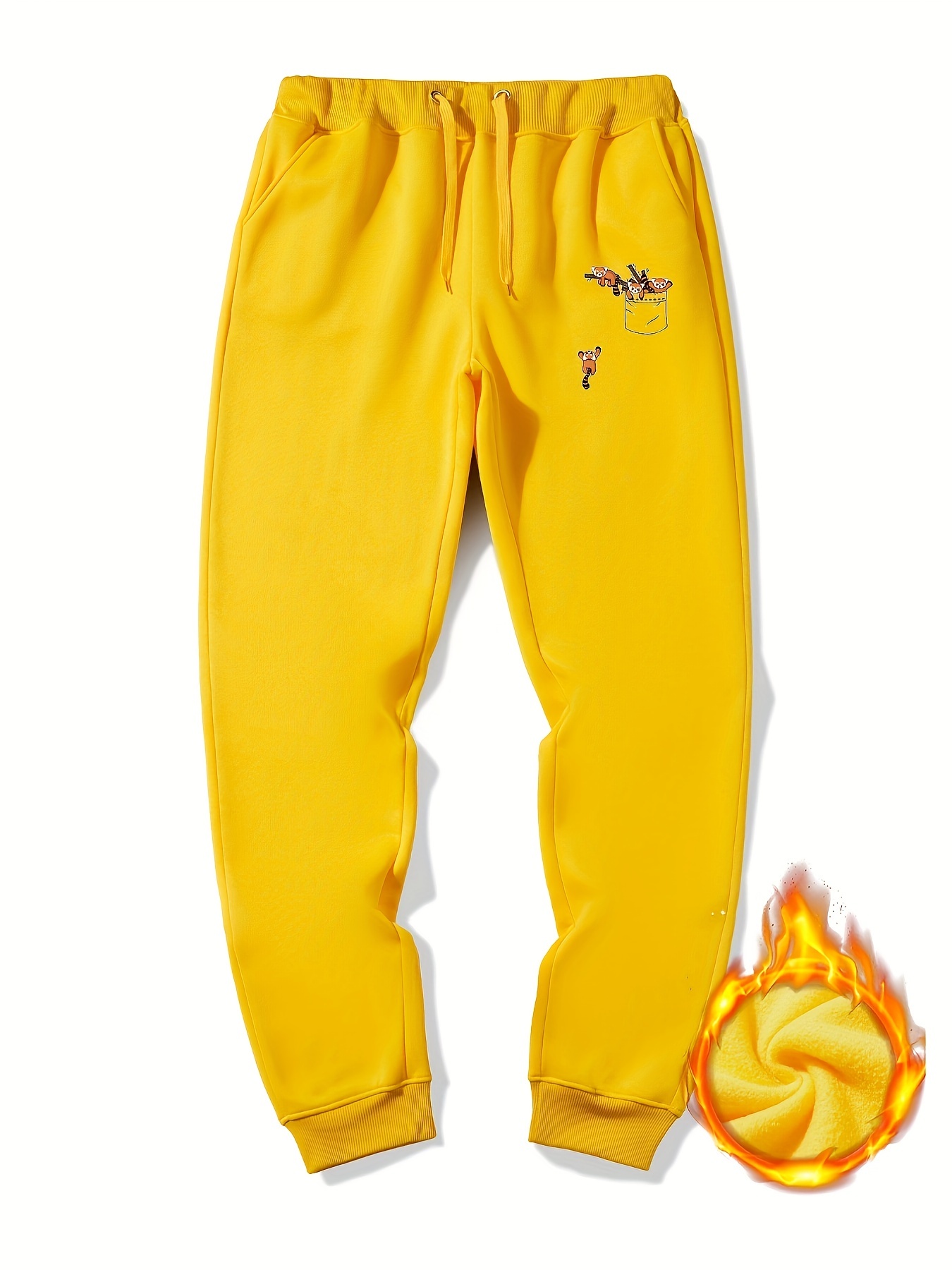 Men's Squirrel Print Fleece Sweatpants Drawstring Jogger Pants