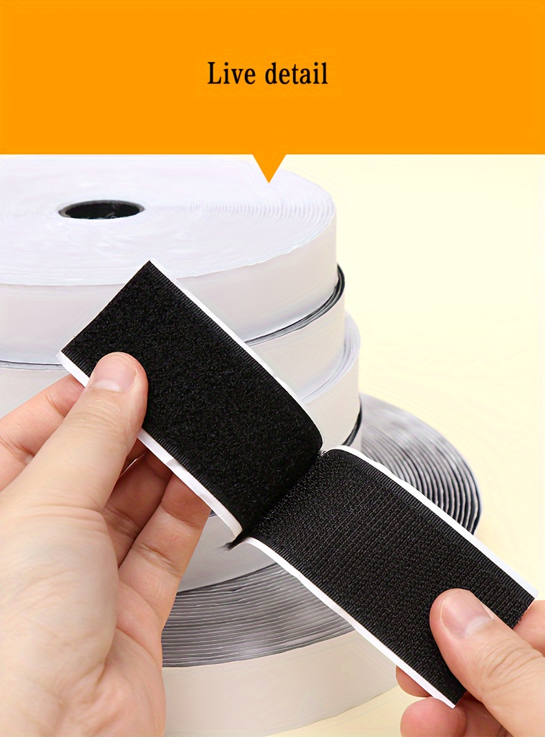 Heavy-Duty Self-Adhesive Hook and Loop Fastener Tape, Strong Polyester Adhesive, Black and White - Ideal for School, Home, Office Use, Self Adhesive Wall Hooks