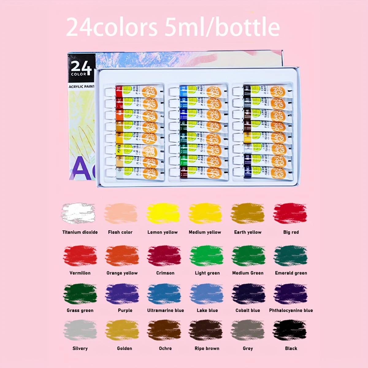 Colorful Fabric Paint Set with 6 Brushes 1 Palette 26 Colors