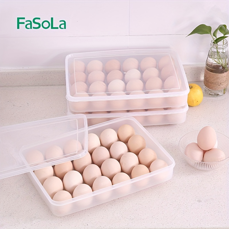 1pc Egg Storage Box 3-tier Anti-fall Shockproof Plastic Eggs Tray  Refrigerator Fresh-keeping Auto