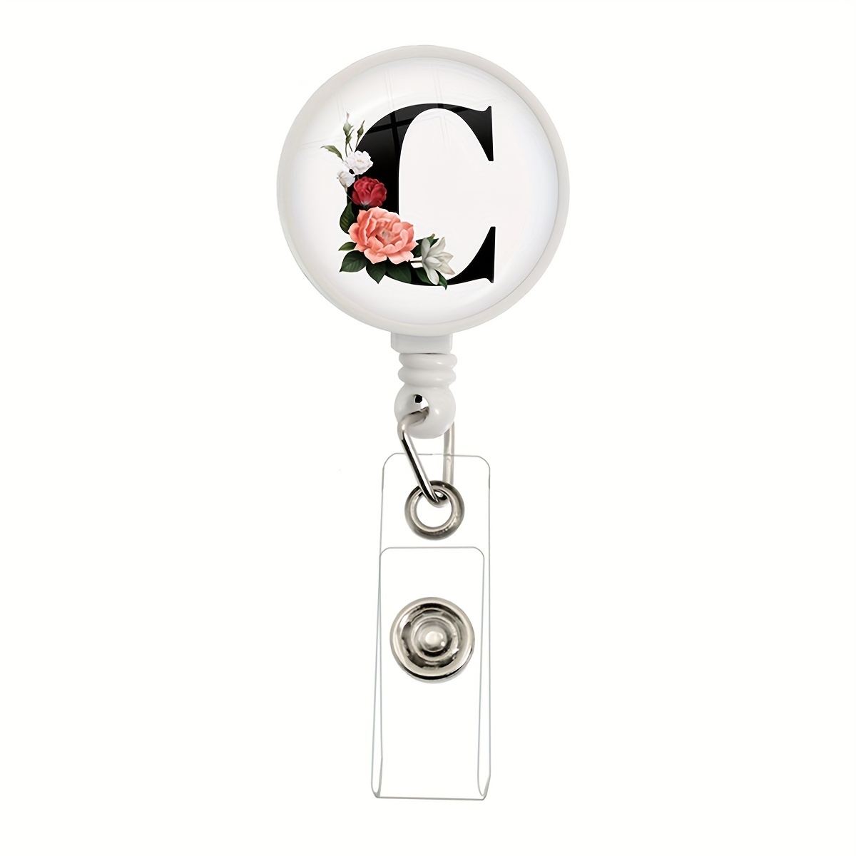 Latest Nurse Doctor Badge Reel Retractable ID Badge Holder A-Z Round Glass  Key Ring ID Name Card Office Supplies
