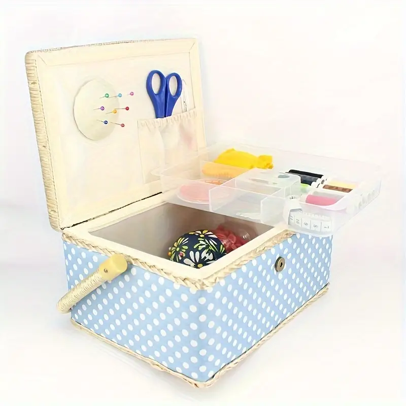 Sewing Storage Box Polka Dot Fabric Storage Basket Sewing - Temu