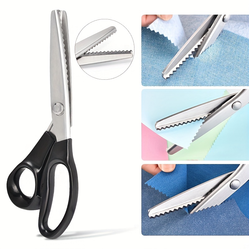 Pinking Shears Serrated,Comfort Grips Handled, Professional Dressmaking  Sewing Craft Zig Zag Cut Scissors, Suitable for Many Kinds of Fabrics and