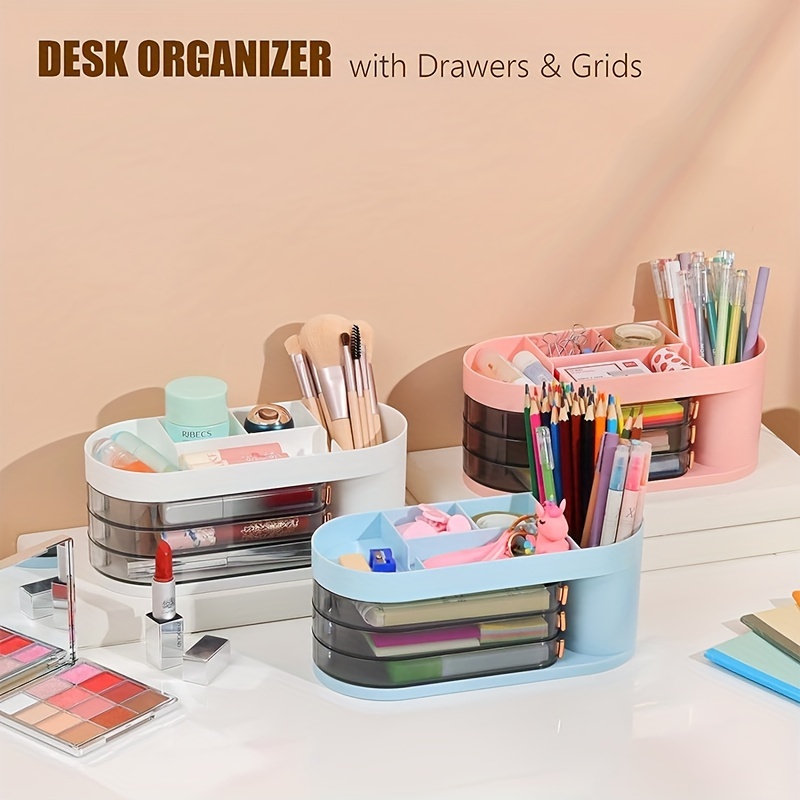 Desk Organizer Desktop Storage With Drawers For Arts Crafts