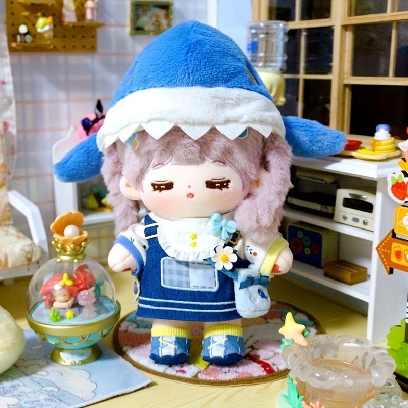 Doll Shark Set Clothes Combination, Cute Plush Shark Head Hat/t