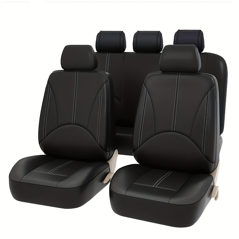  CAR PASS Fundas de asiento de automóvil de piel de napa con dos  asientos delanteros, protector impermeable, acolchado duradero, ajuste  universal para sedán, SUV, camioneta, antideslizante (negro) : Automotriz