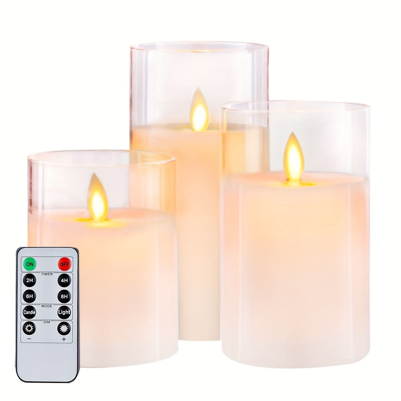 3pcs Bougies à LED sans flamme avec télécommande, bougies à mèche mobile  avec minuterie et luminosité réglable pour la décoration quotidienne de la