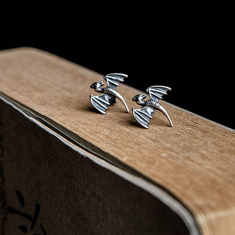 Vintage Silvery Pterosaur Ear Studs