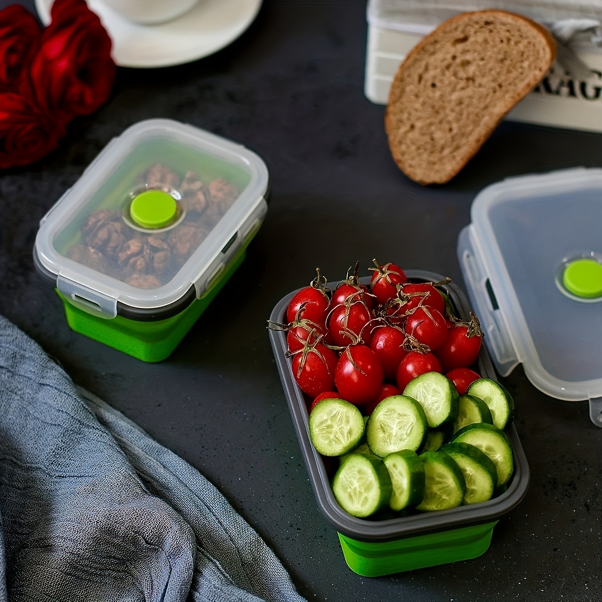 Silicone Kids Bento Lunch Box, Reusable 3 Compartment Silicone Lunch Box  With 3 Dividers Microwave Portable Silicone Picnic Box Easy To Clean Food  Container - Temu Denmark