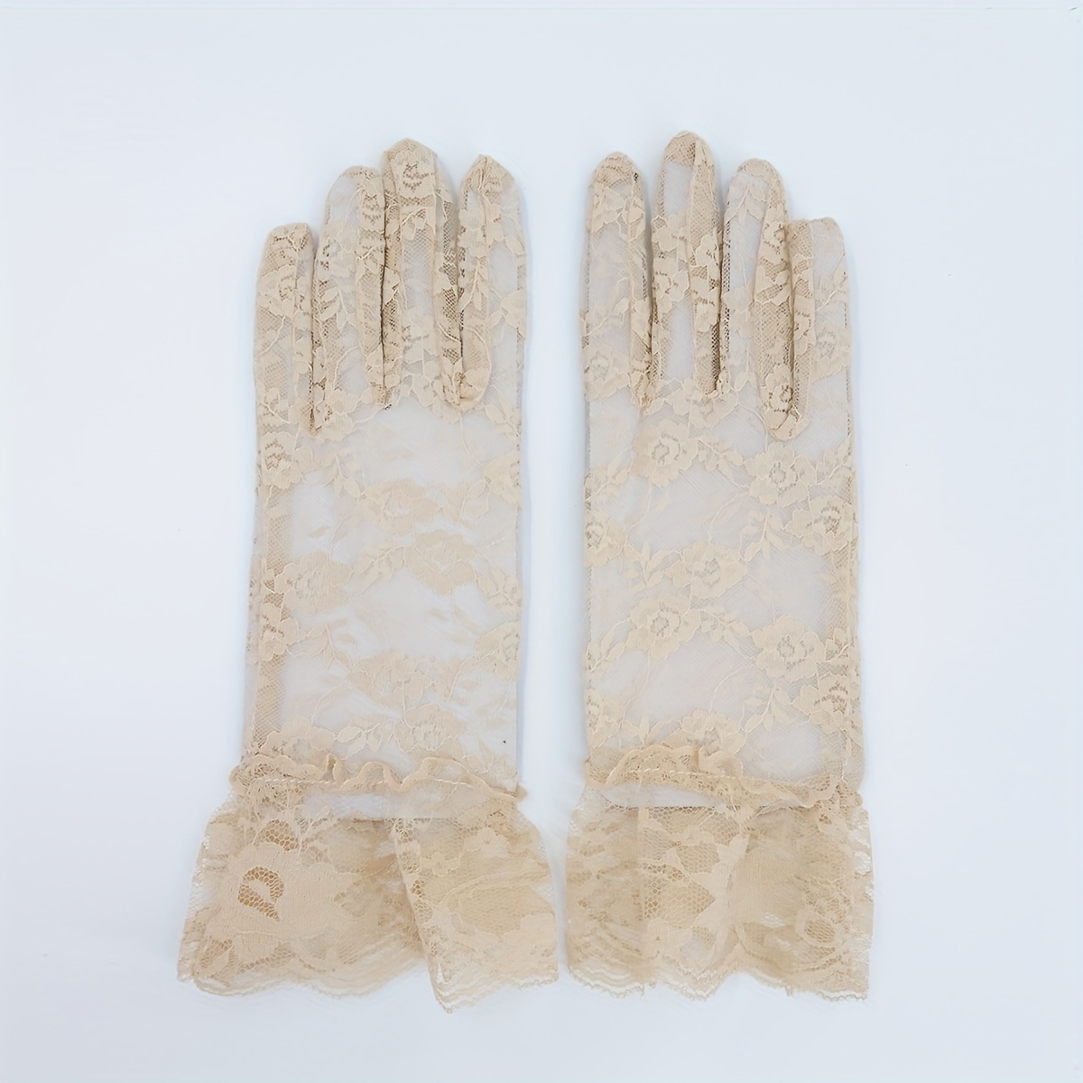 Guantes Blancos De Encaje De Medio Dedo Guantes Cortos - Temu