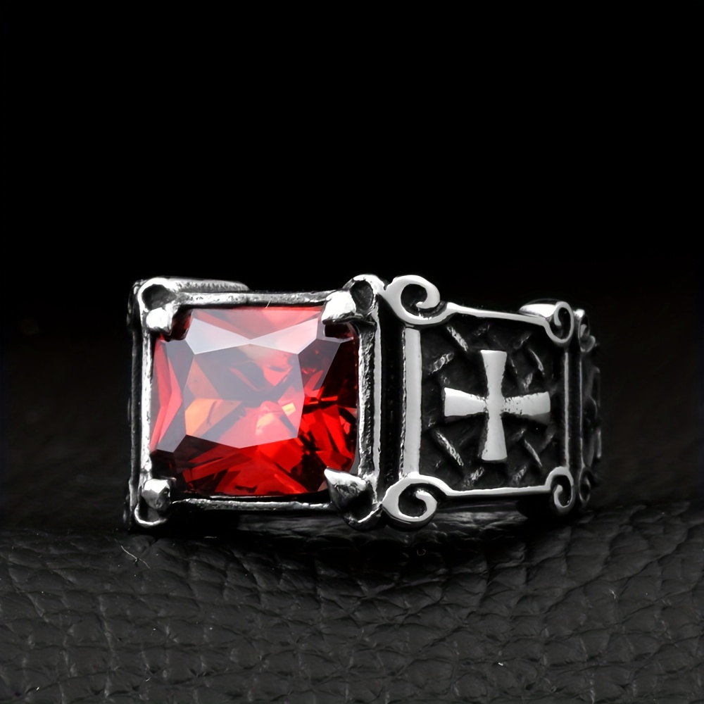 Men's Cross Ring, Hip Hop Stone Open Finger Ring