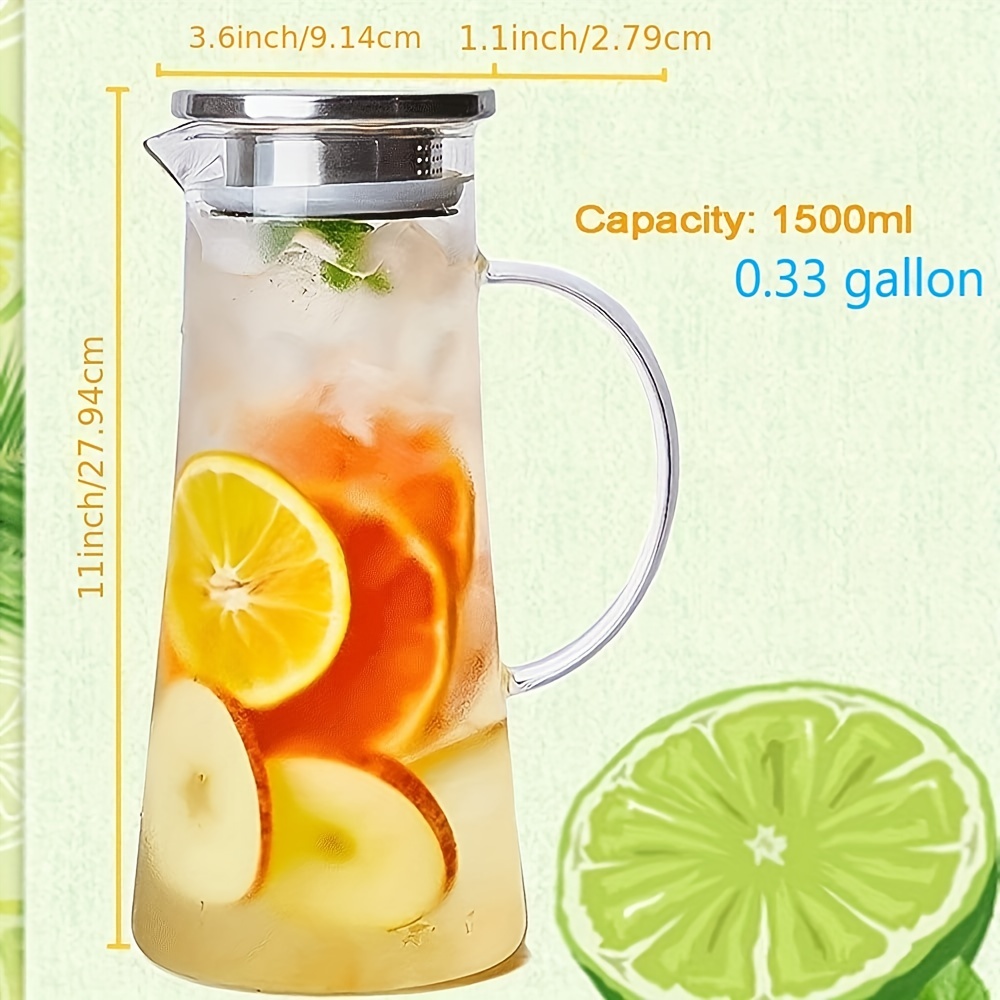 Glass Water Pot Heat Resistant Water Pitcher Jug Lemonade Explosion-proof  Heatable Carafe with Stainless Steel