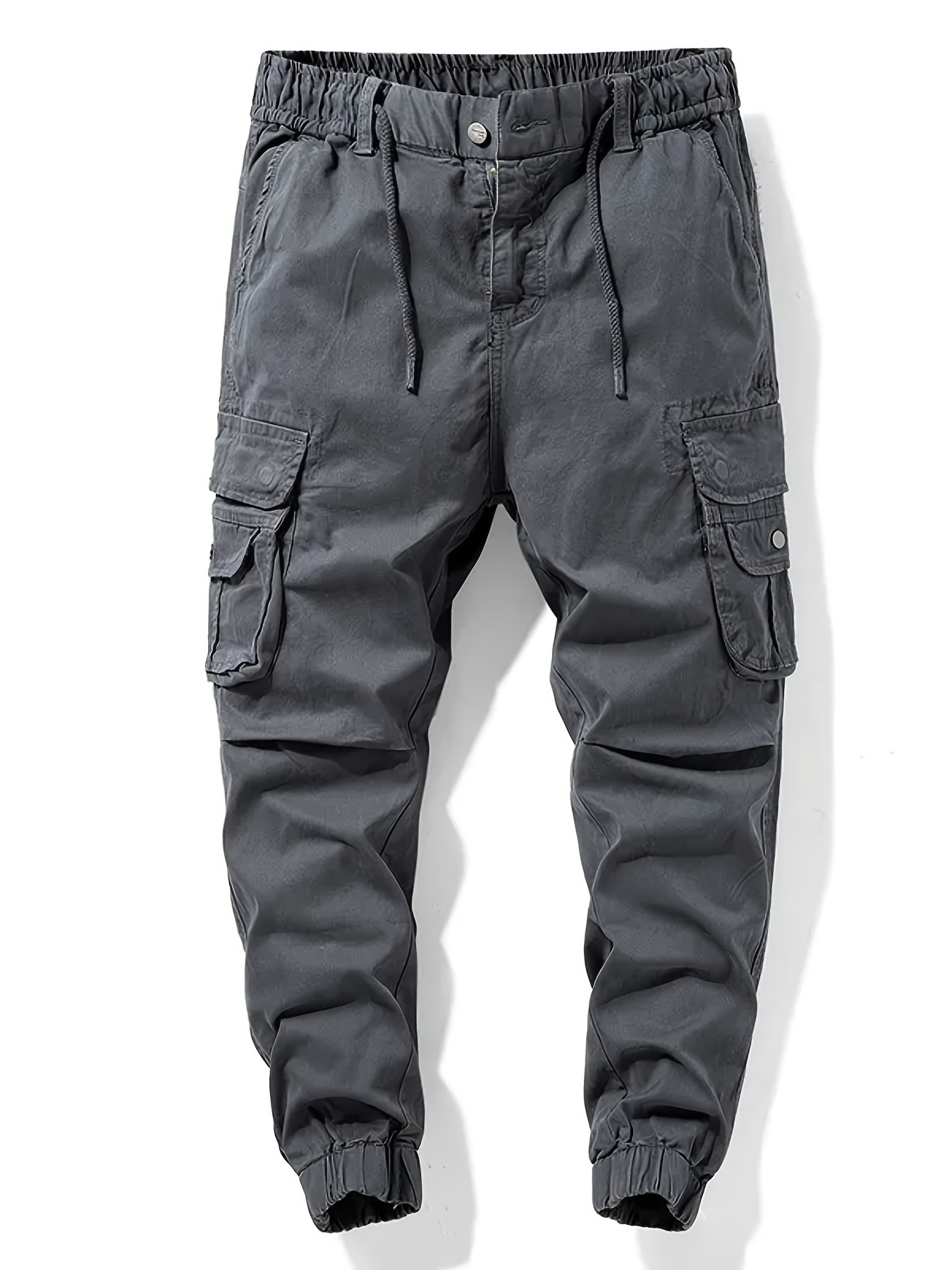 Cotton Drawstring Cargo Pants Grey