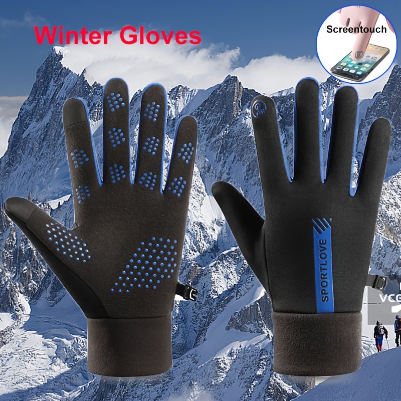 1pair Winter Mens Thick Windproof Cold Warm Gloves Outdoor - Temu