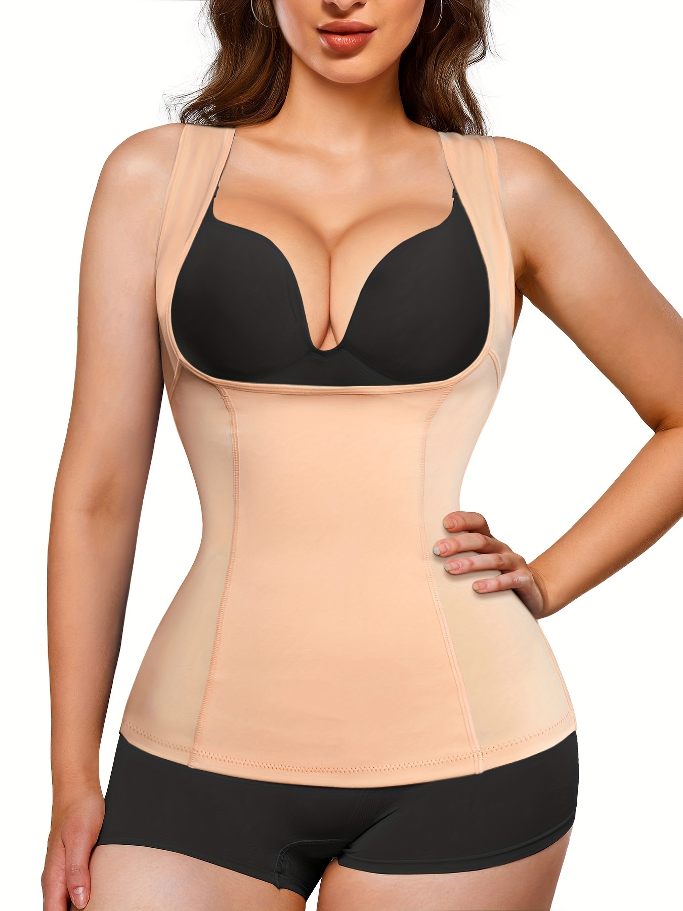 Verão Seamless Shapewear Tops Mulheres Tummy Control Smooth Body Shaper  Camisola Nude Tank Top Preto Magro