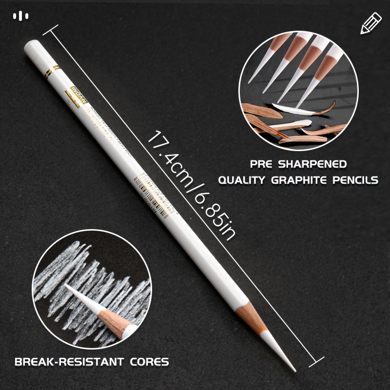 3 Pcs/Pack Professional White Charcoal Pencils Set Sketch Highlight White  Pencils for Drawing Sketching Shading Blending